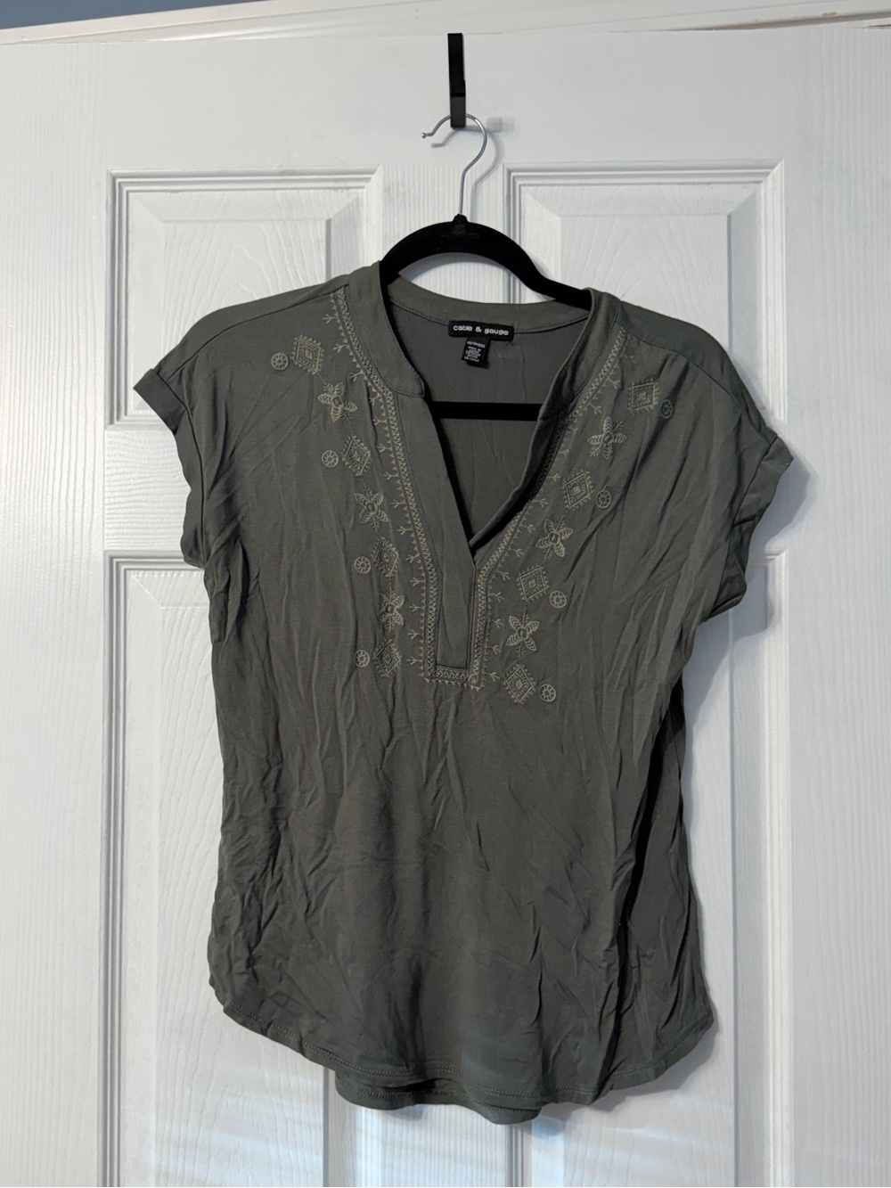 Cable and gauge green boho peasant top size xs